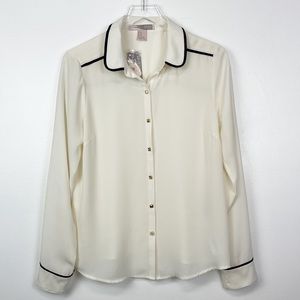 Forever21 Cream Long Sleeve Blouse, Size M